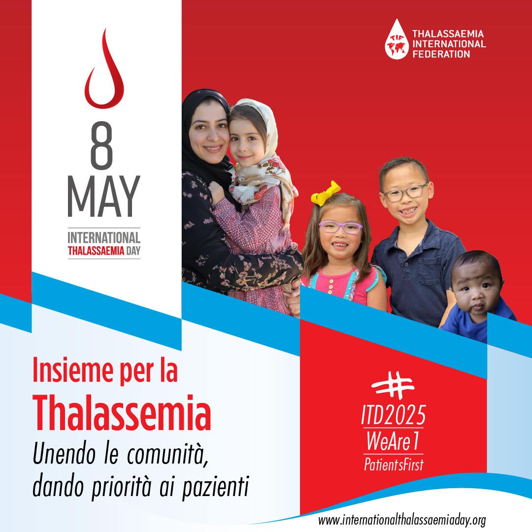 locandina per la giornata internazionale della thalassemia, edizione 2025