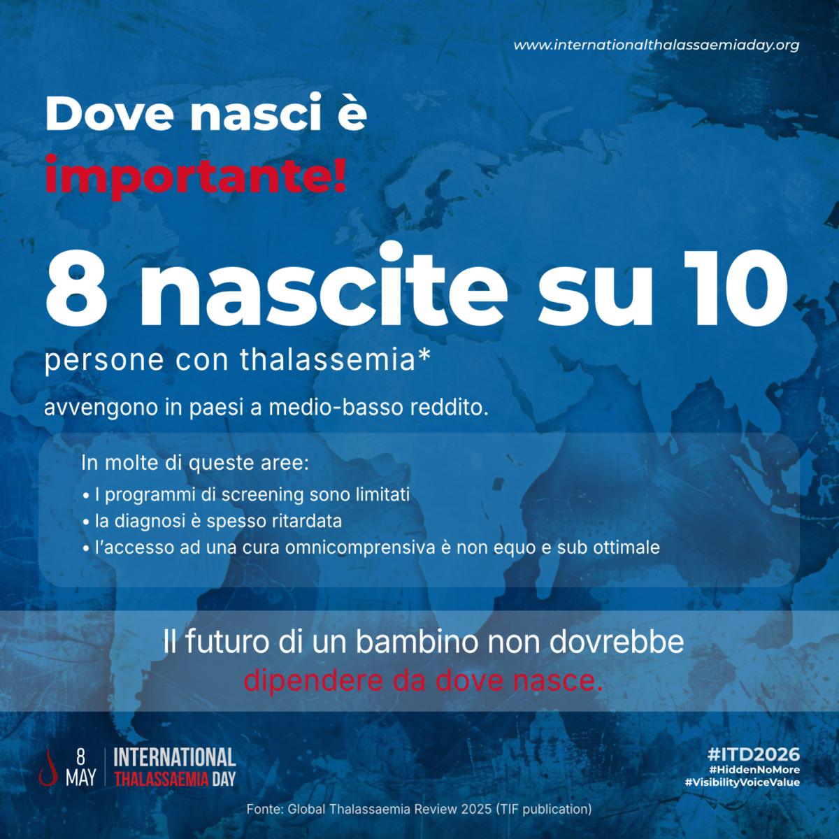 8 thalassemici su 10 nascono in paesi a medio-basso reddito